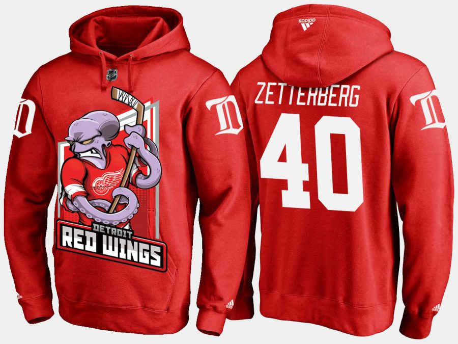 red wings henrik zetterberg cartoon team color red hoodie