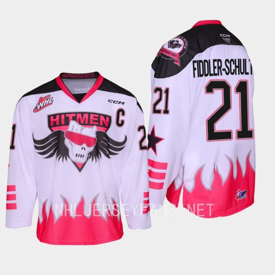 riley fiddler schultz whl hitmen white 2023 bret hart themed three count jersey