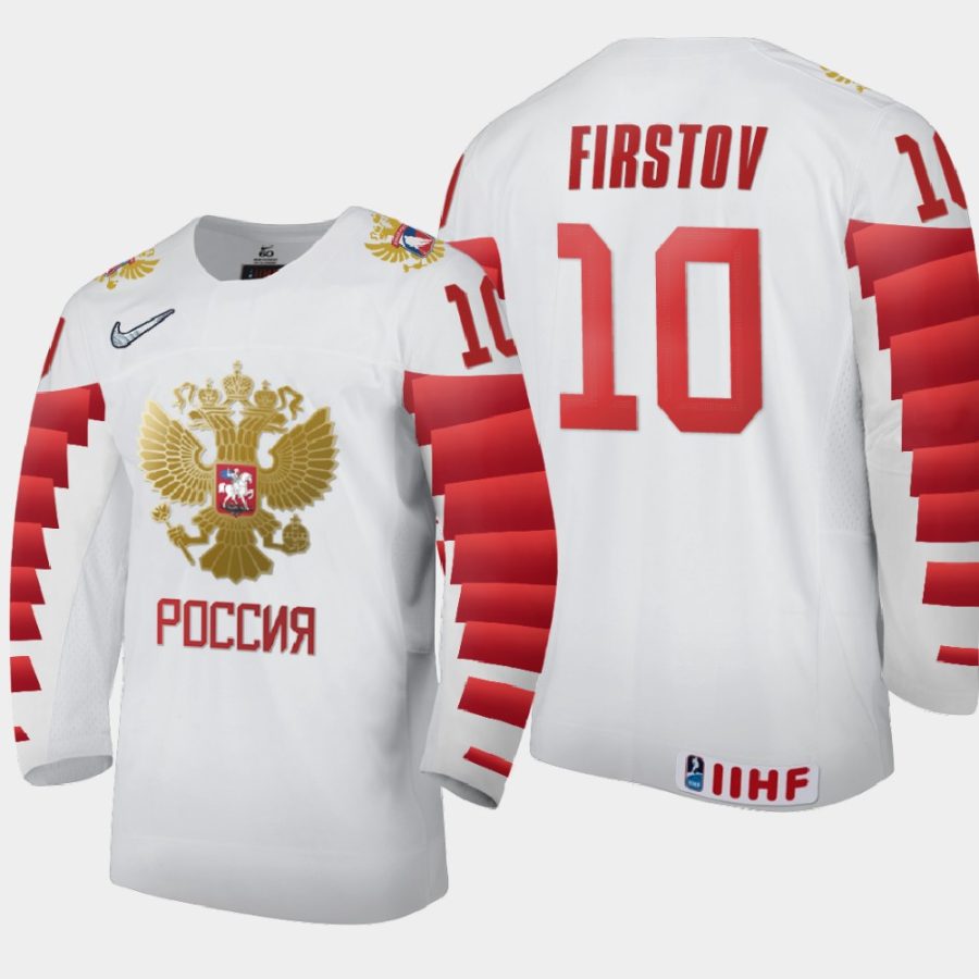 russia team vladislav firstov 2021 iihf world junior championship home jersey white