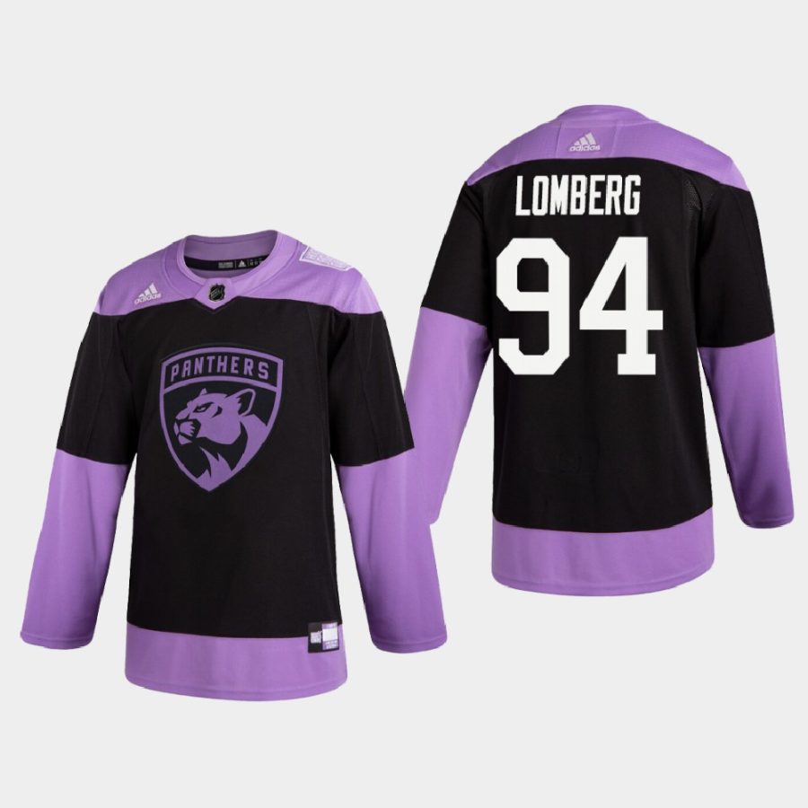 ryan lomberg panthers black 2020 hockey fights cancer practice jersey