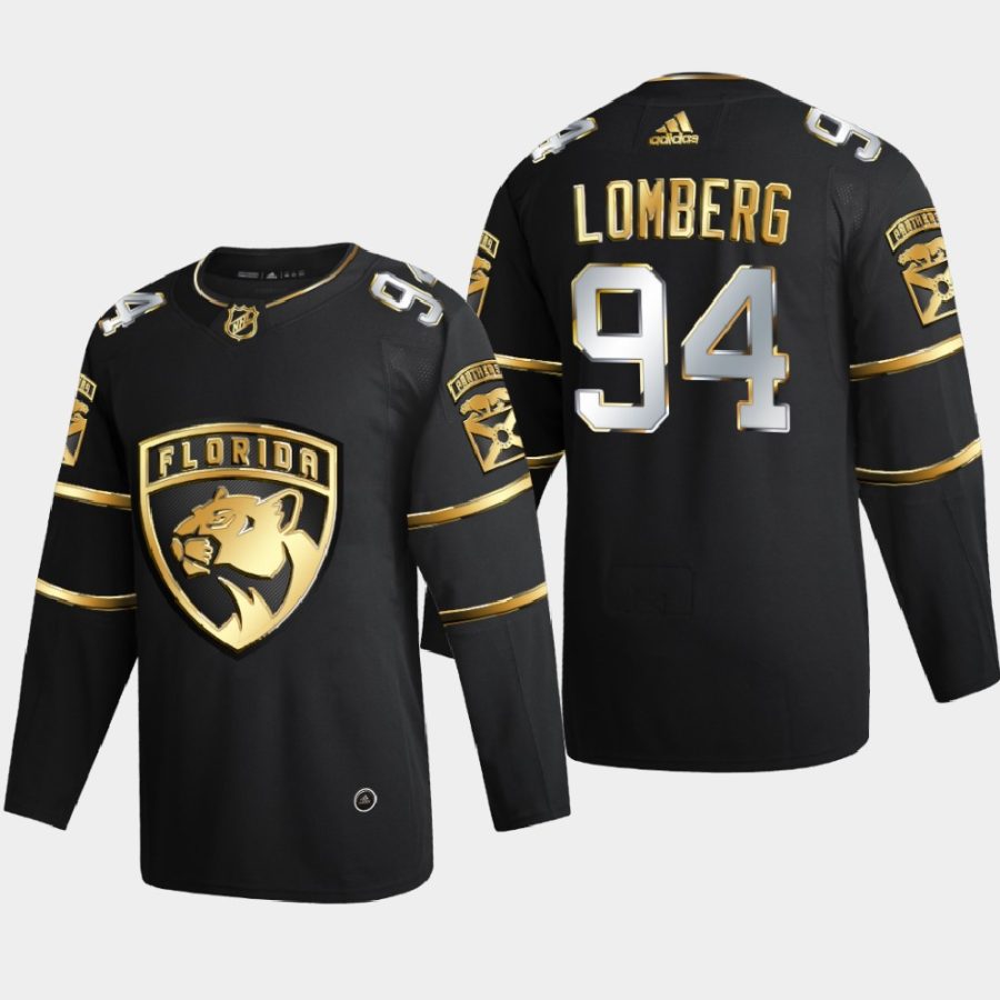 ryan lomberg panthers black authentic golden limited edition jersey