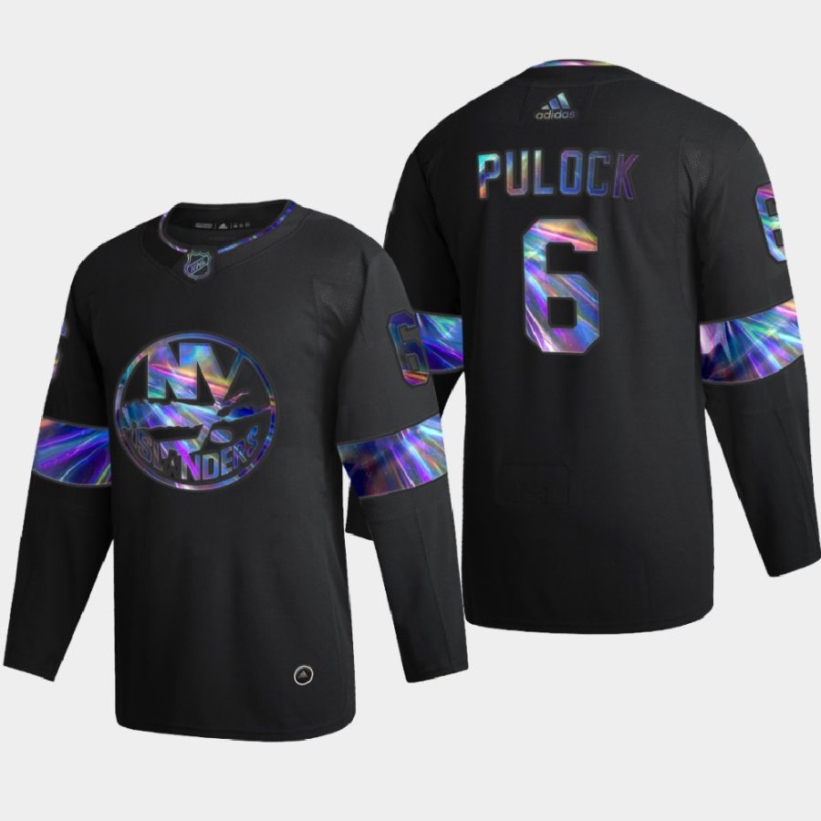 ryan pulock islanders black iridescent holographic authentic jersey