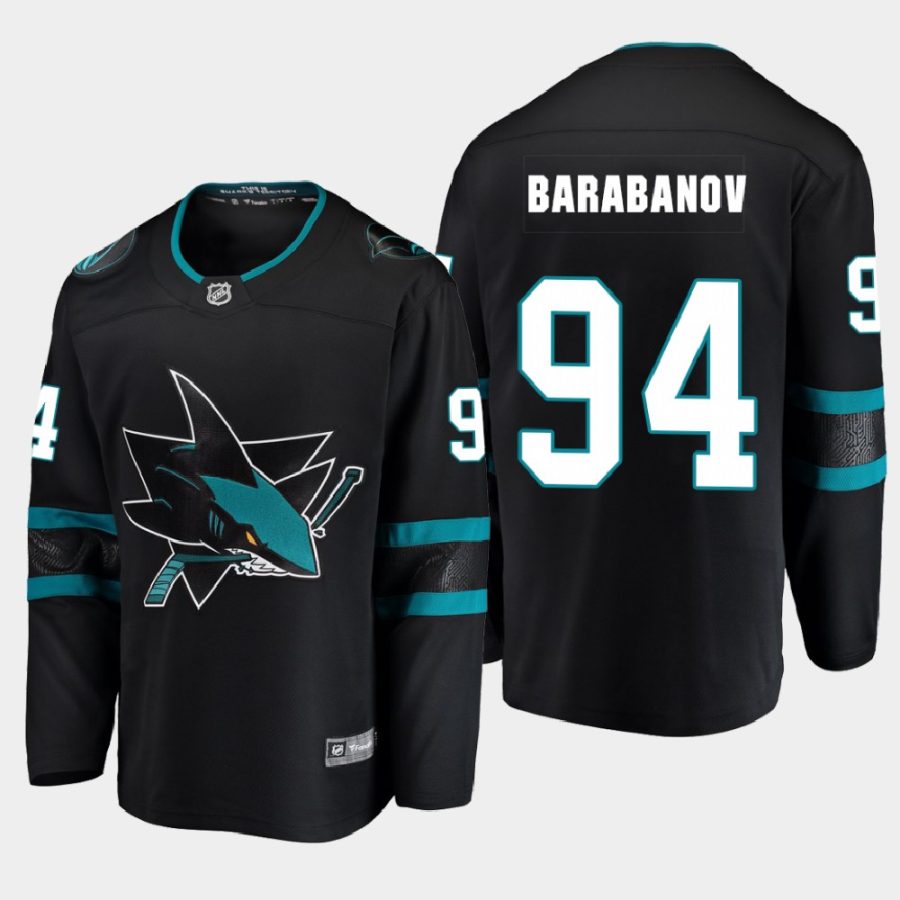 san jose sharks alexander barabanov alternate 2021 jersey black