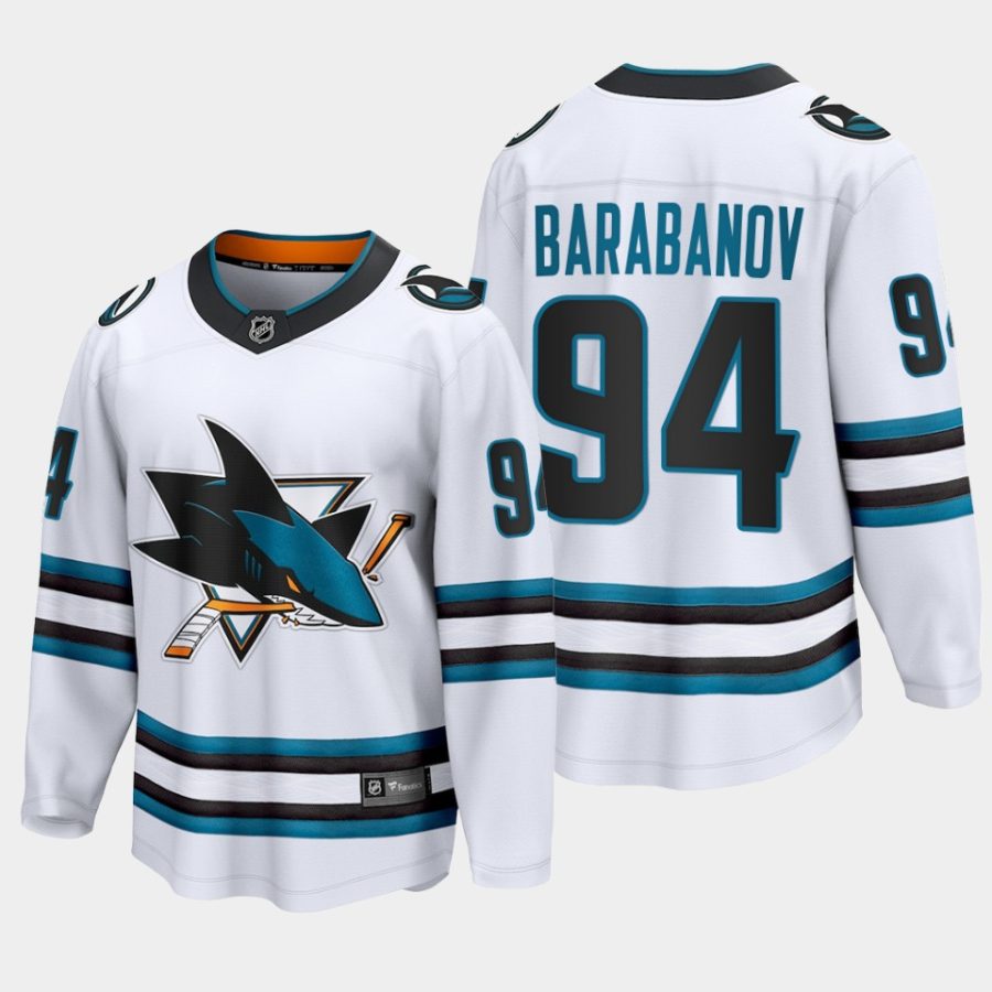 san jose sharks alexander barabanov away 2022 23 the evolve jersey white