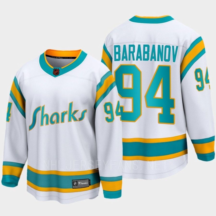 san jose sharks alexander barabanov special edition 2.0 2022 breakaway player retro jersey white