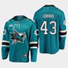 san jose sharks john leonard home 2020 21 30th anniversary jersey teal