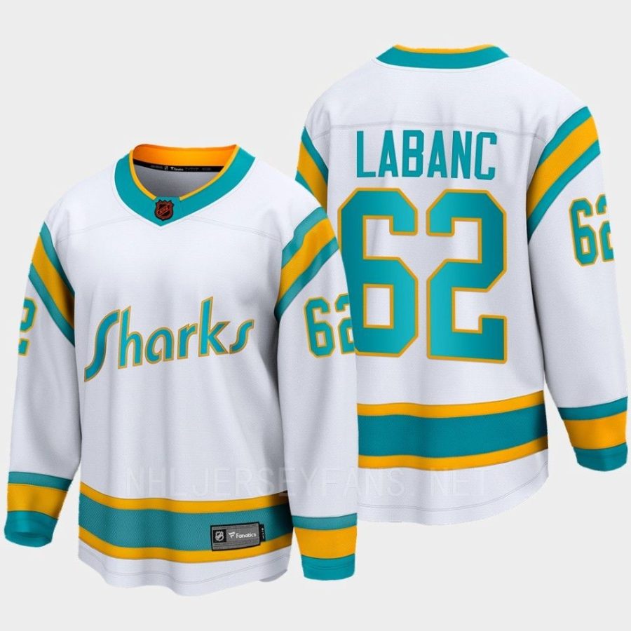 san jose sharks kevin labanc special edition 2.0 2022 breakaway player retro jersey white