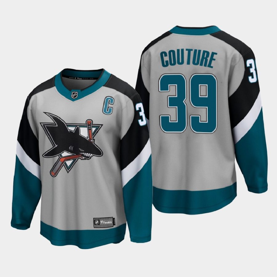 san jose sharks logan couture reverse retro 2021 special edition jersey gray