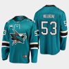 san jose sharks nicolas meloche home 2020 21 30th anniversary jersey teal