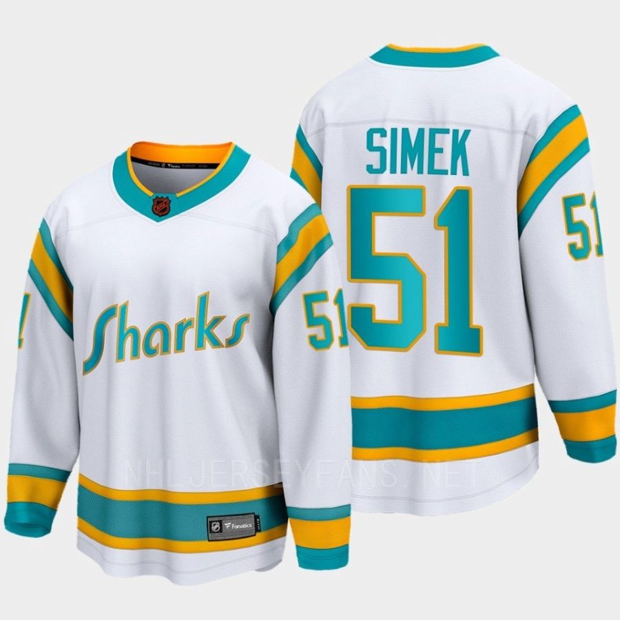 san jose sharks radim simek special edition 2.0 2022 breakaway player retro jersey white