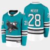 san jose sharks timo meier heritage 2020 21 30th anniversary premier jersey teal