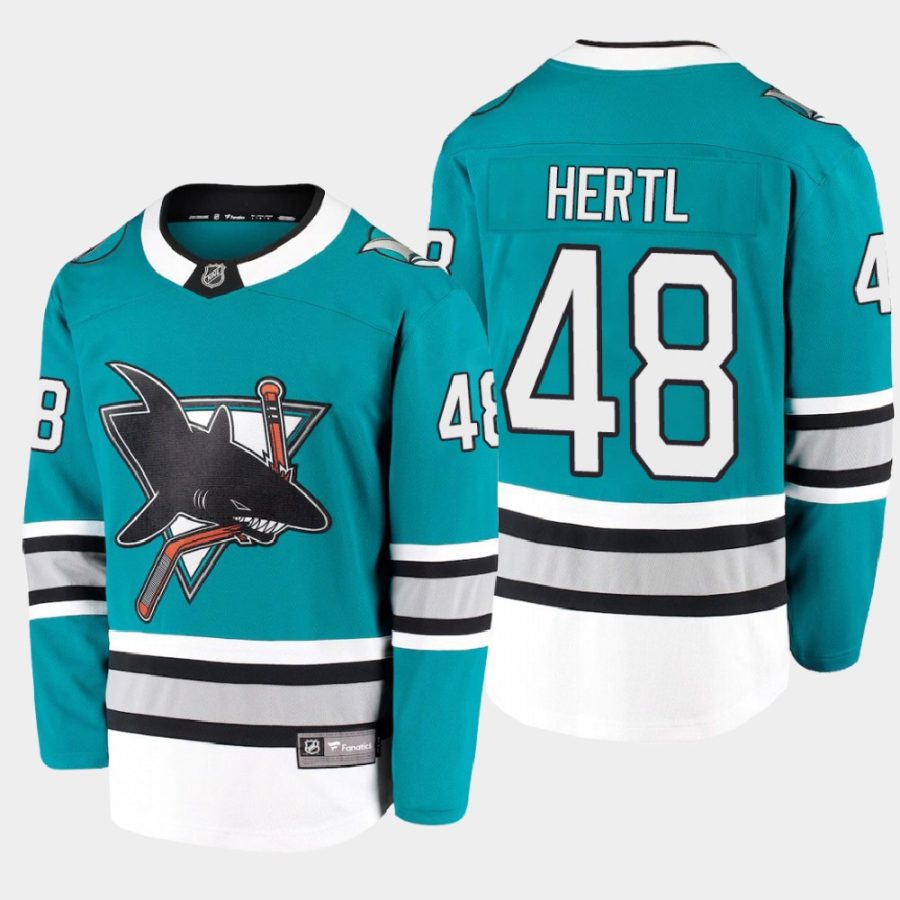 san jose sharks tomas hertl heritage 2020 21 30th anniversary premier jersey teal