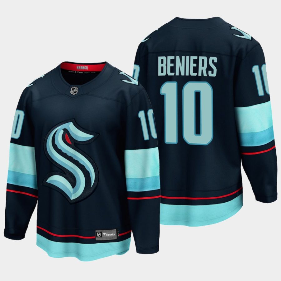 seattle kraken matthew beniers home breakaway player jersey navy