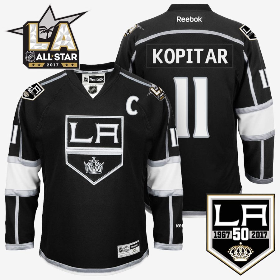 selke trophy anze kopitar reebok black home premier jersey