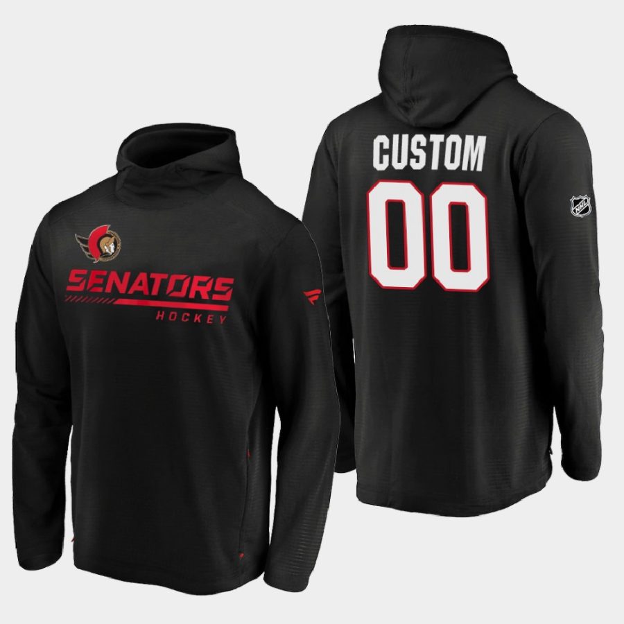 senators custom black 2020 authentic pro locker room pullover hoodie