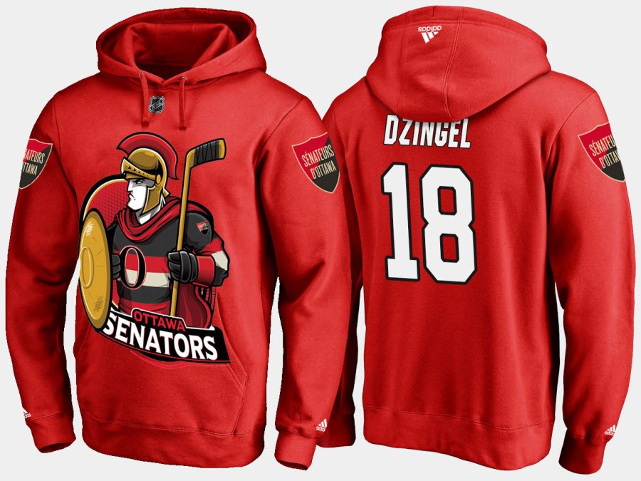 senators ryan dzingel cartoon team color red hoodie