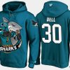 sharks aaron dell cartoon team color teal hoodie