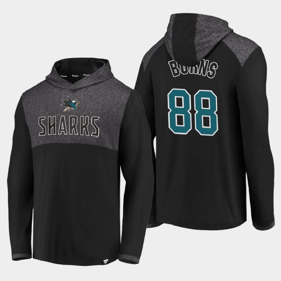 sharks brent burns black iconic marbled clutch pullover hoodie