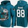 sharks brent burns cartoon team color teal hoodie