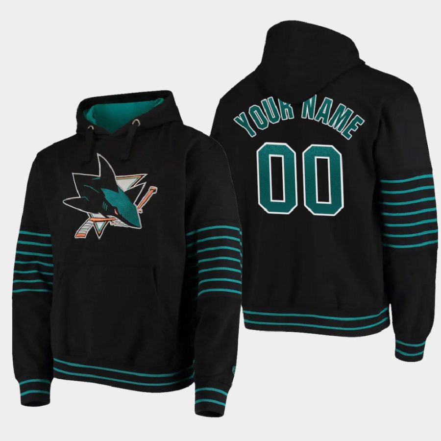 sharks custom black old time hockey piper pullover hoodie