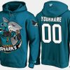 sharks custom cartoon team color teal hoodie