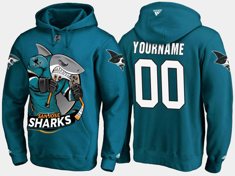 sharks custom cartoon team color teal hoodie