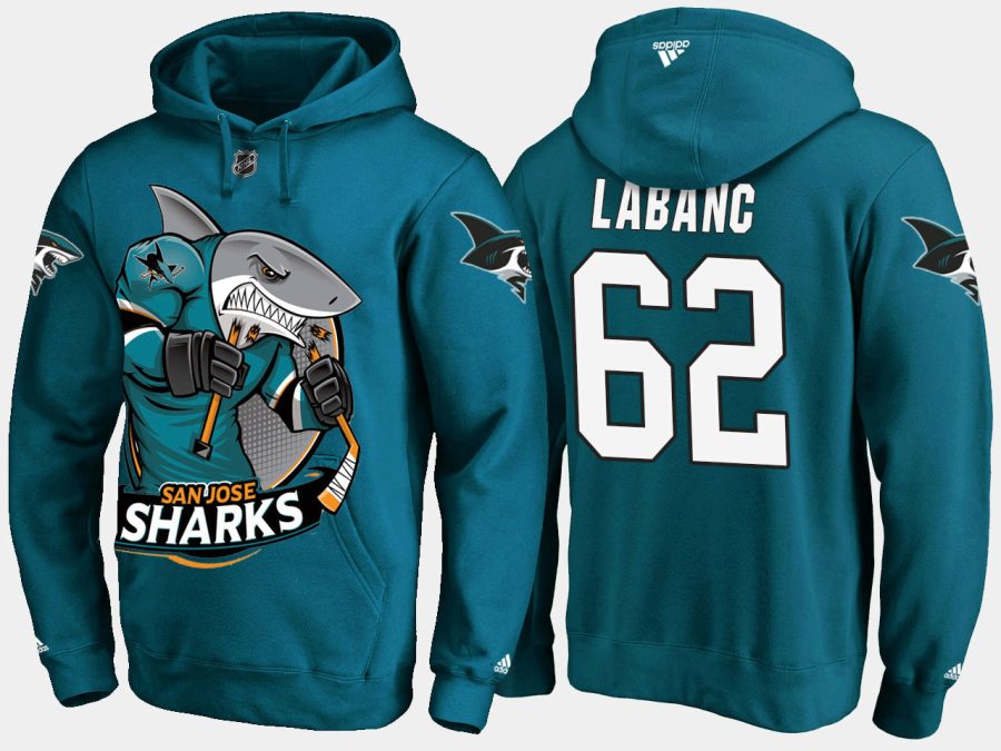 sharks kevin labanc cartoon team color teal hoodie