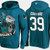 sharks logan couture cartoon team color teal hoodie