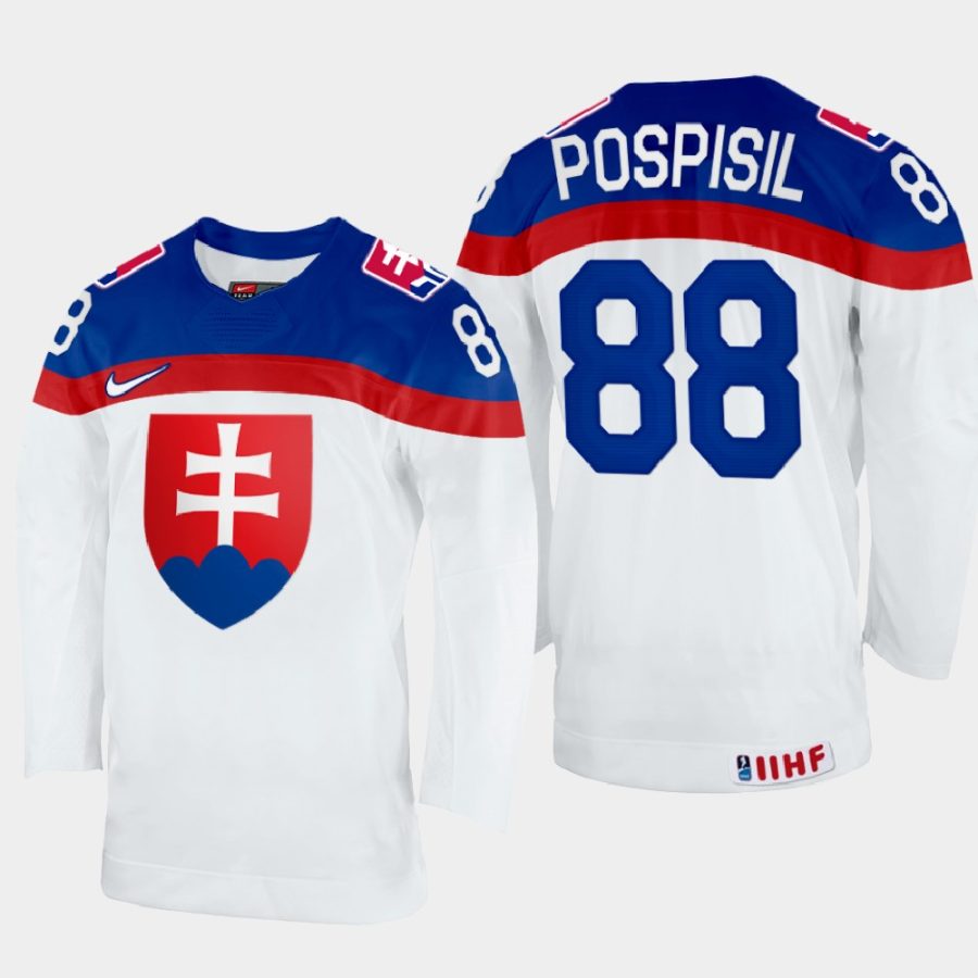 slovakia hockey kristian pospisil 2022 iihf world championship home jersey white