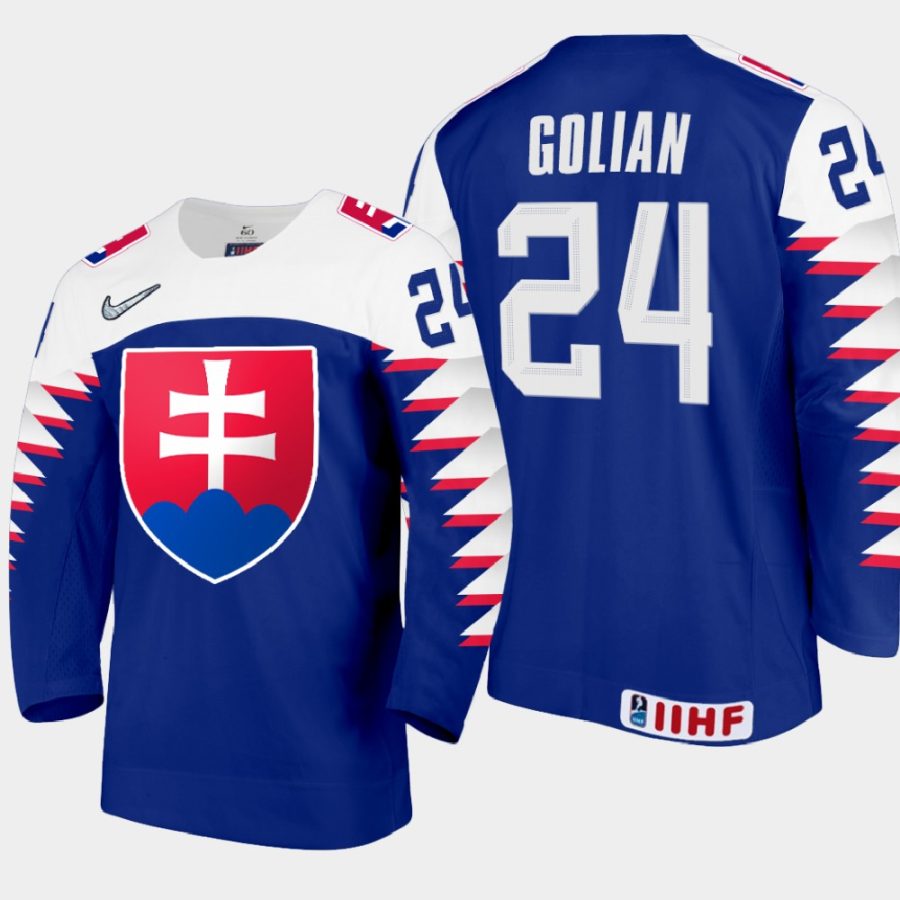 slovakia team andrej golian 2021 iihf world junior championship away jersey blue