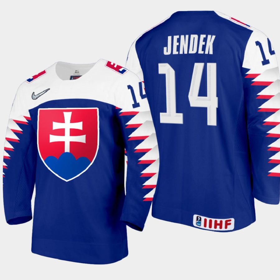 slovakia team dominik jendek 2021 iihf world junior championship away jersey blue