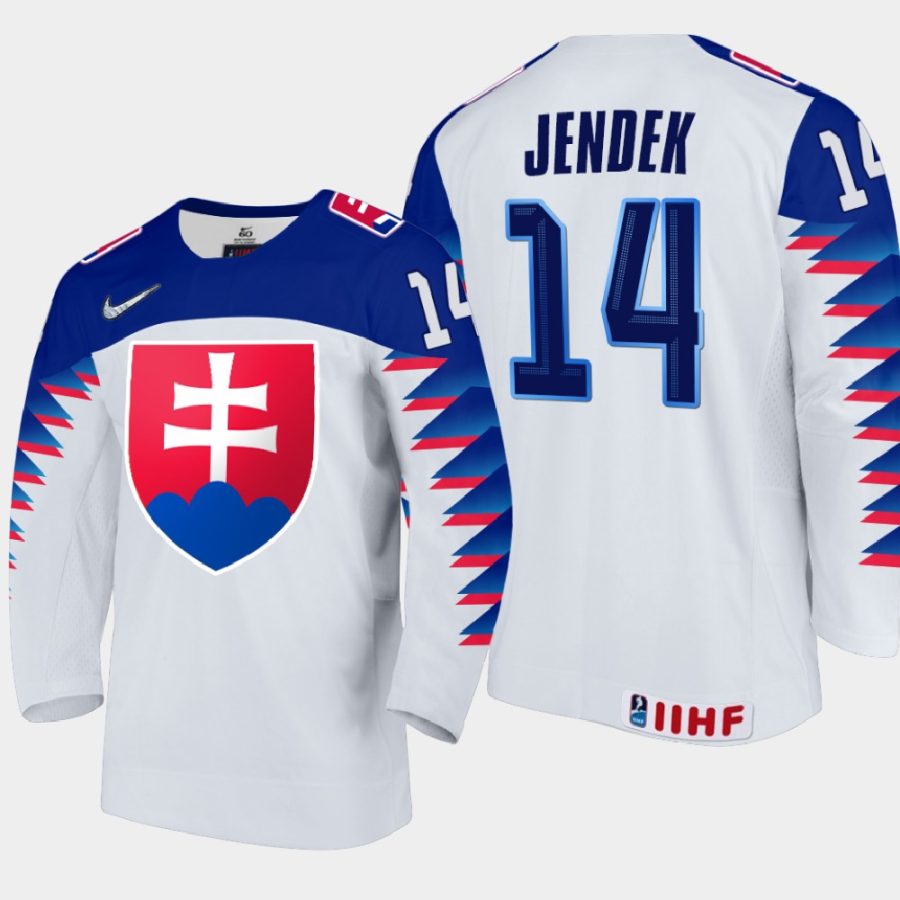 slovakia team dominik jendek 2021 iihf world junior championship home jersey white