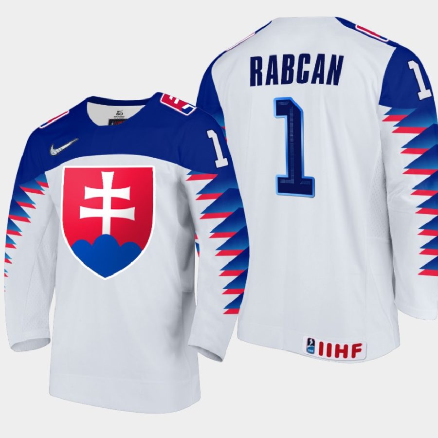 slovakia team eugen rabcan 2021 iihf world junior championship home jersey white