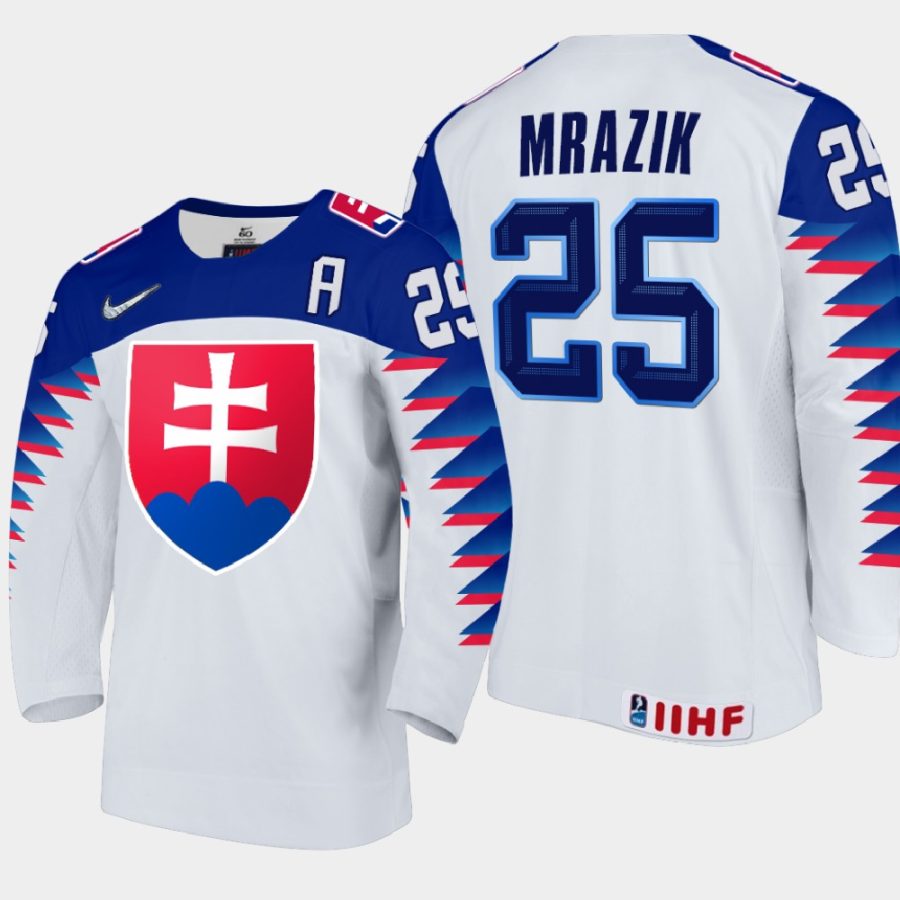 slovakia team michal mrazik 2021 iihf world junior championship home jersey white