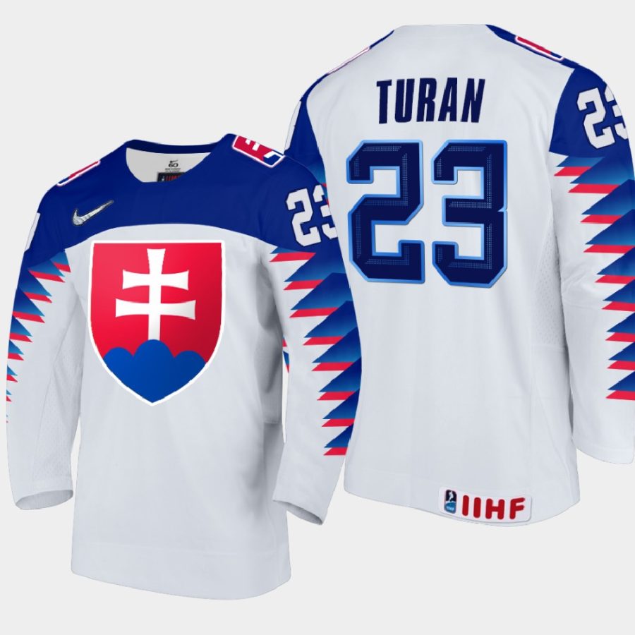 slovakia team oliver turan 2021 iihf world junior championship home jersey white