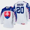 slovakia team samuel knazko 2021 iihf world junior championship home jersey white