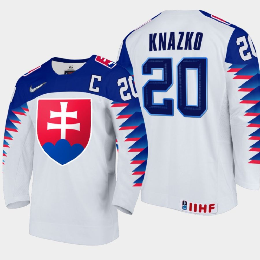 slovakia team samuel knazko 2021 iihf world junior championship home jersey white