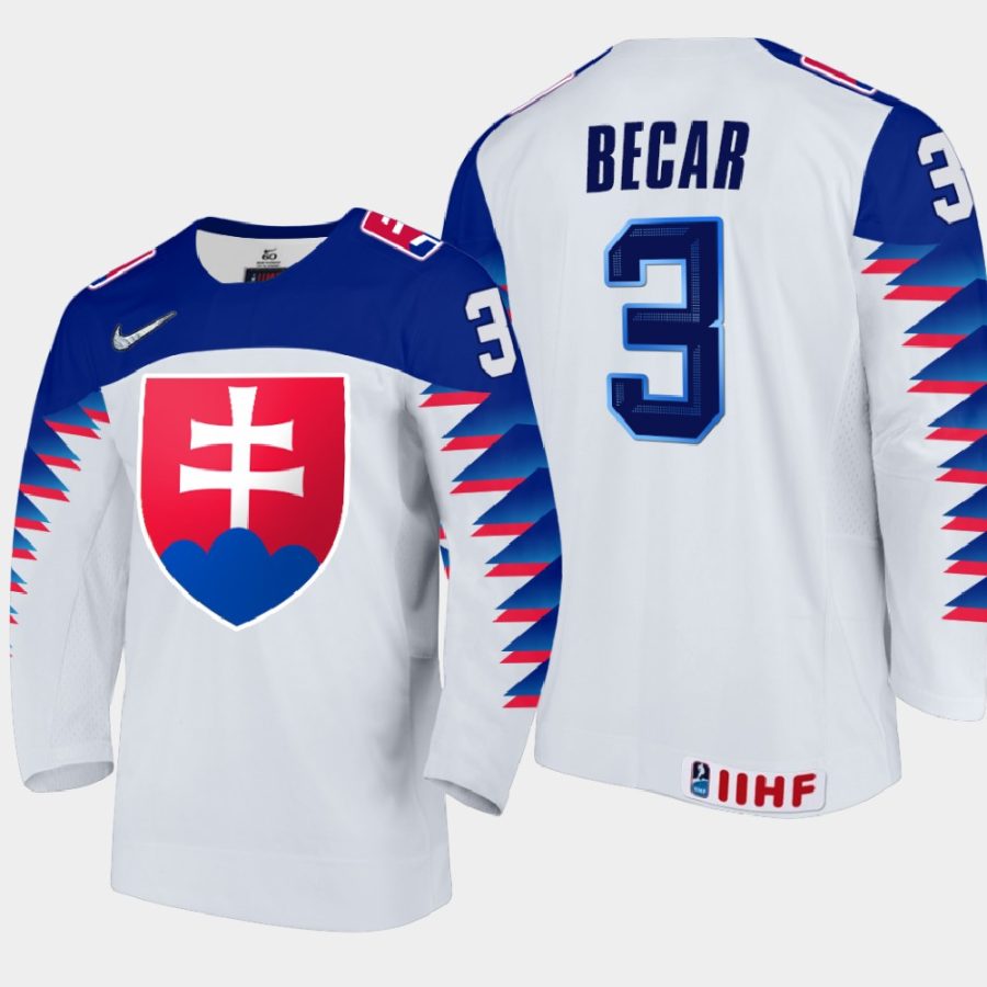 slovakia team simon becar 2021 iihf world junior championship home jersey white