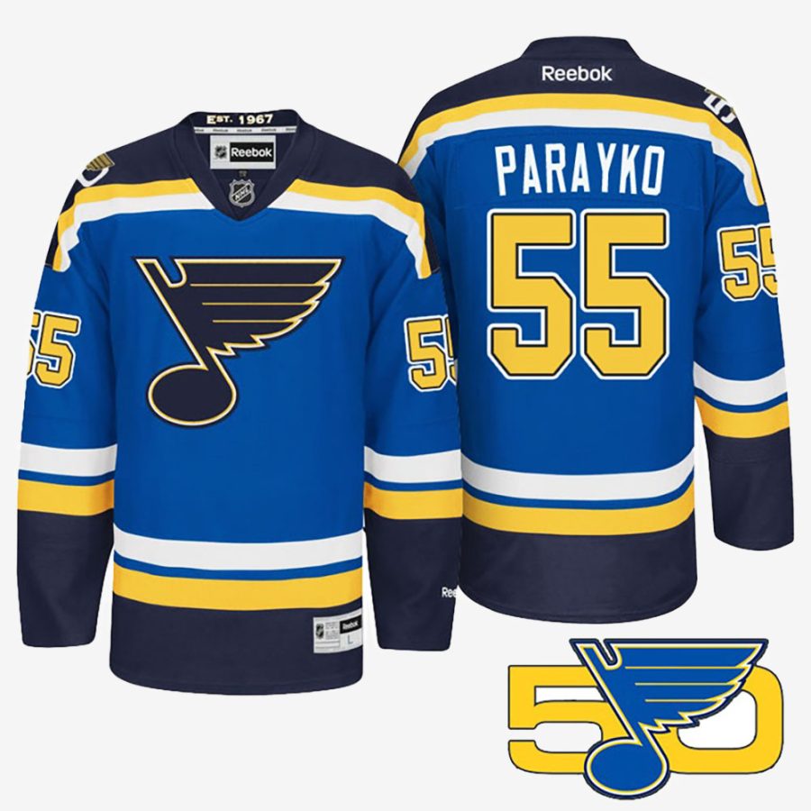 st. louis blues 55 colton parayko blue 50th anniversary jersey