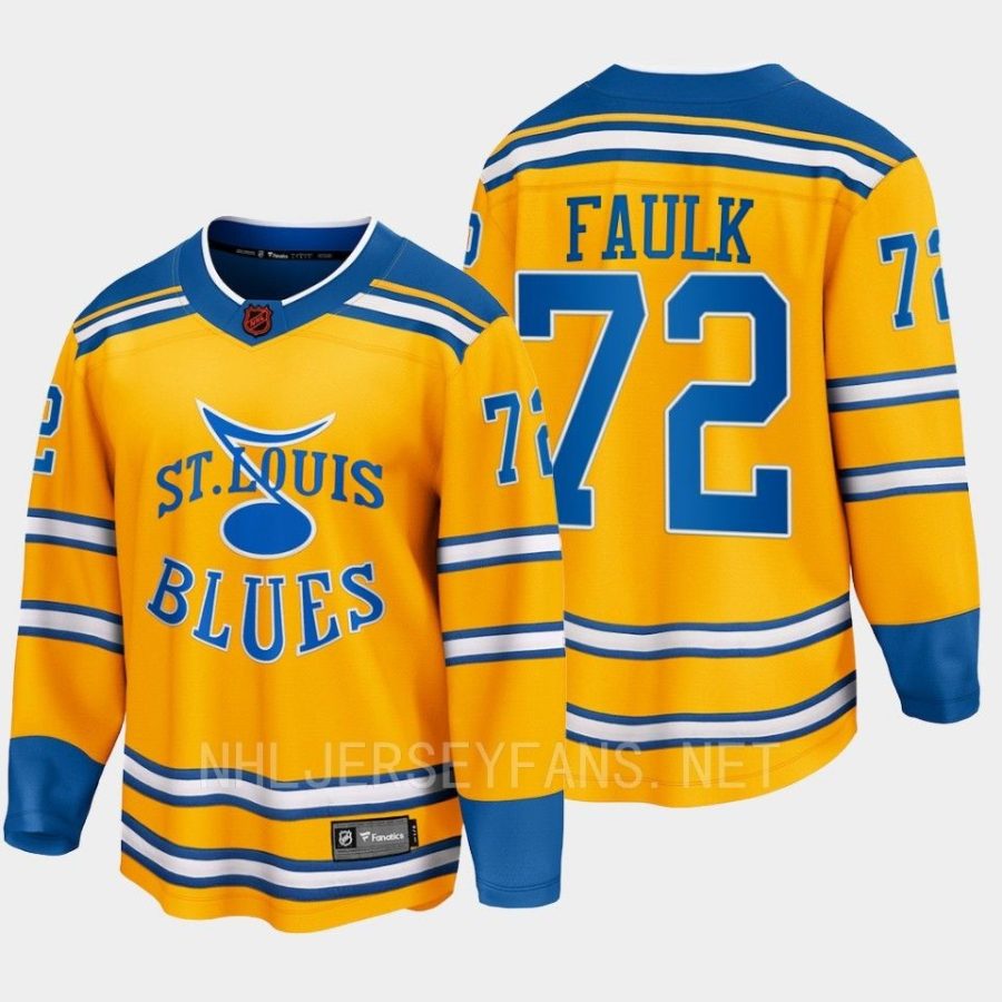 st. louis blues justin faulk special edition 2.0 2022 breakaway retro jersey yellow