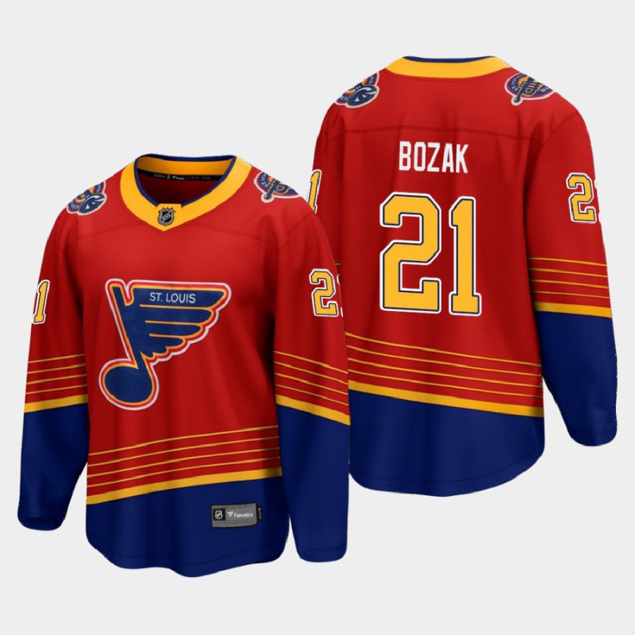 st. louis blues tyler bozak reverse retro 2020 21 breakaway player jersey red