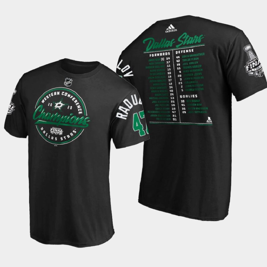 stars alexander radulov black 2020 western conference champions roster t shirt