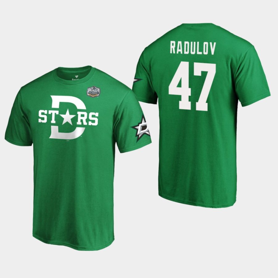 stars alexander radulov kelly green 2020 winter classic primary logo t shirt