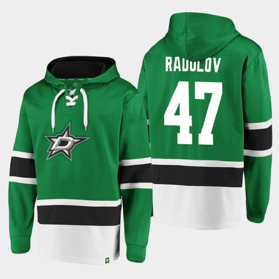 stars alexander radulov kelly green dasher player lace up hoodie