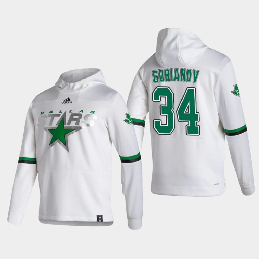 stars denis gurianov white 2021 reverse retro authentic pullover hoodie