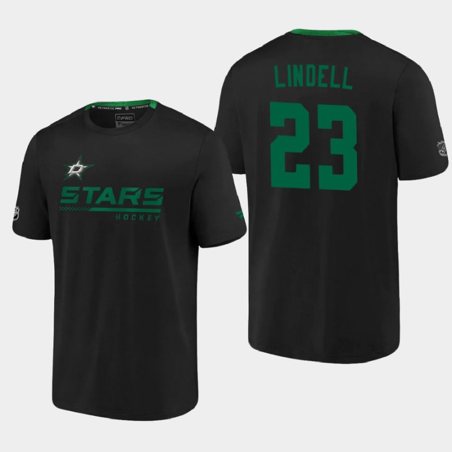 stars esa lindell black 2020 21 locker room performance authentic pro t shirt