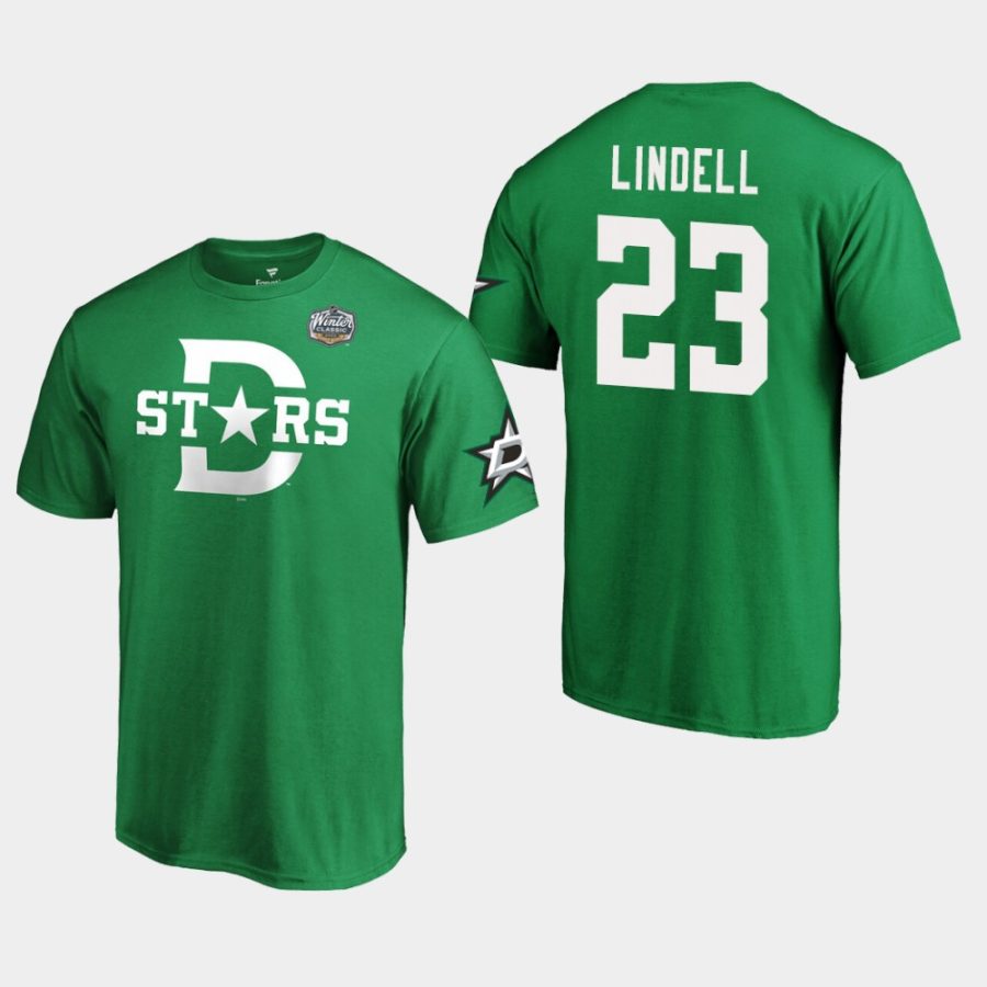 stars esa lindell kelly green 2020 winter classic primary logo t shirt