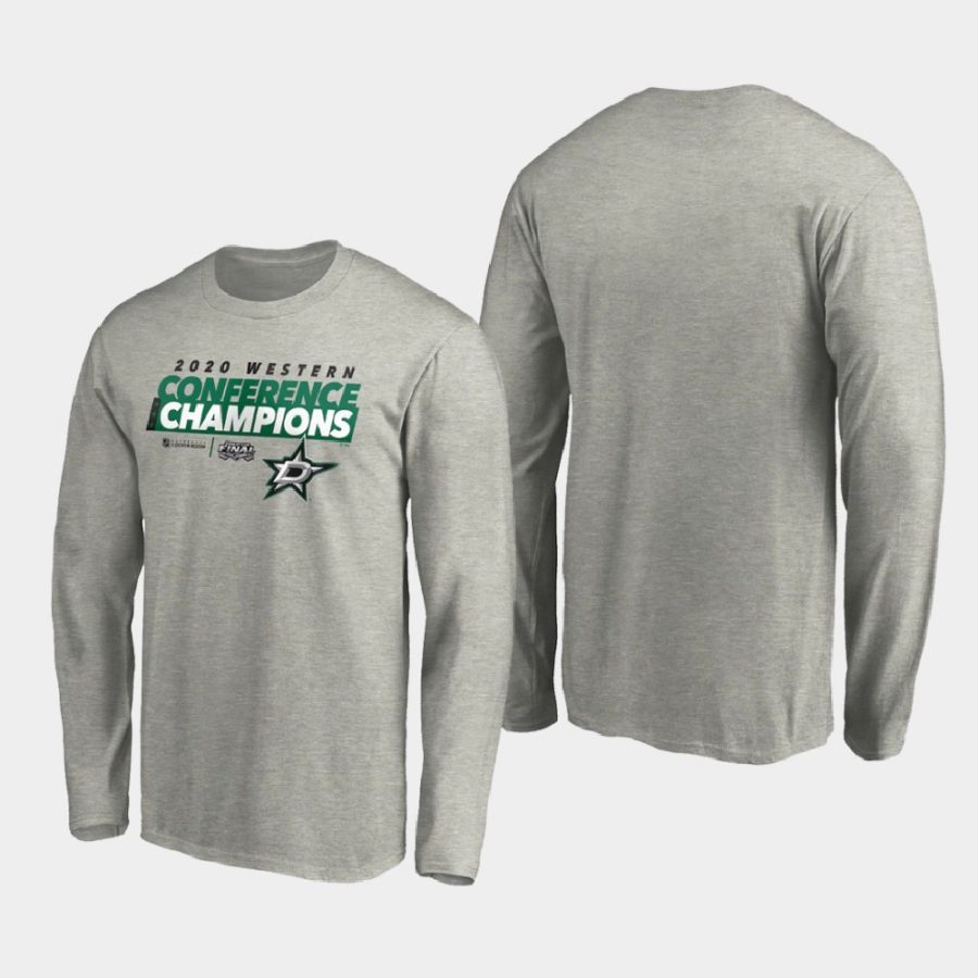 stars gray 2020 western conference champions locker room taped up long sleeve t shirt