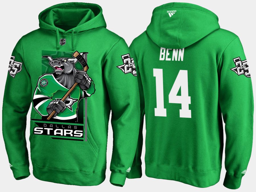 stars jamie benn cartoon team color green hoodie