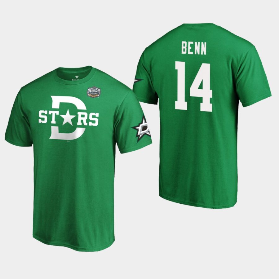 stars jamie benn kelly green 2020 winter classic primary logo t shirt